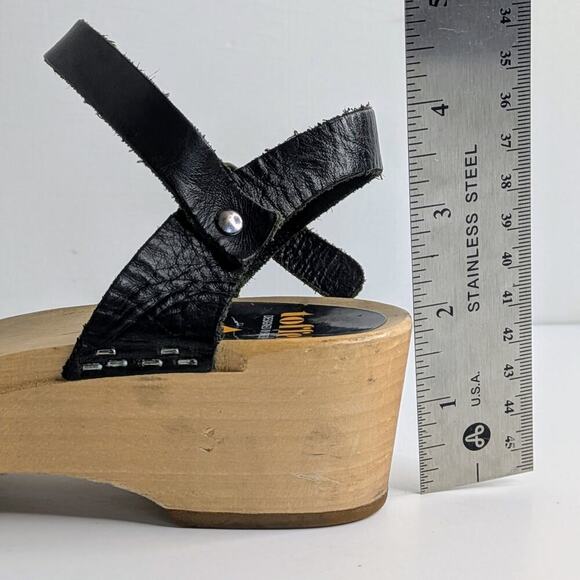 Swedish Hasbeens Shoes Cross Strap Debutant Womens EU 37 Black Leather Sandals - Picture 13 of 16